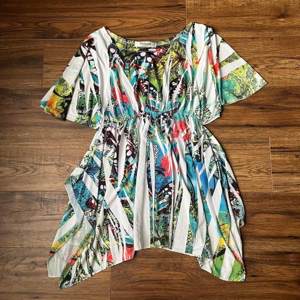 Y2K McBling Cutout Butterfly Blouse Asymmetrical Flowy Whimsigoth Fairy Medium